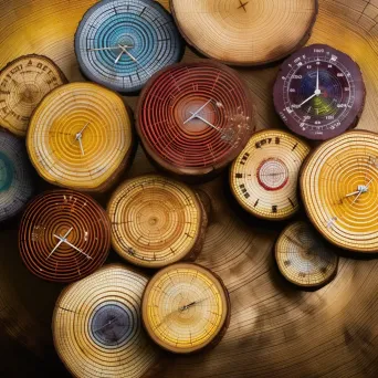 Detailed view of tree rings representing the passage of years - Image 1