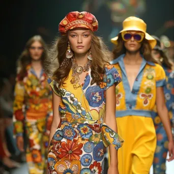 Vintage 70s Retro Fashion Runway