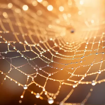 Macro image of dew on spider web - Image 1