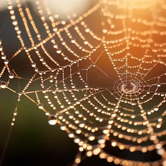 Macro image of dew on spider web - Image 2