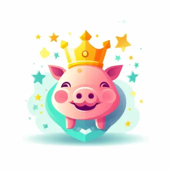 Colorful gamified savings logo with trophy icon and piggy bank on a white background - Image 1