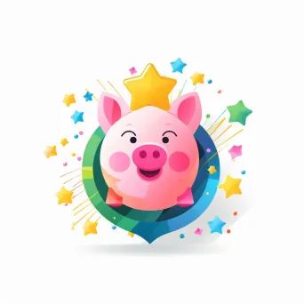 Colorful gamified savings logo with trophy icon and piggy bank on a white background - Image 4