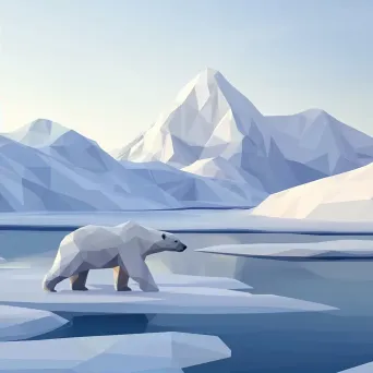 Cool hues of low poly polar bear in a snowy winter landscape - Image 2