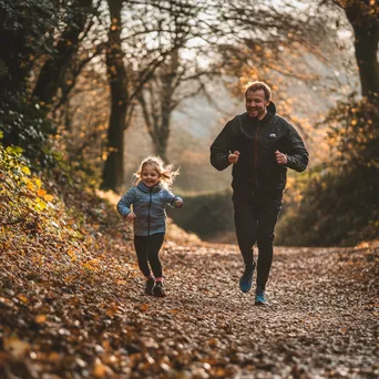 Family Running Together on Trail