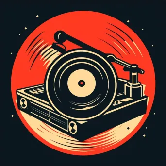 retro stylized record player logo - Image 3