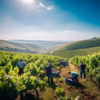 Sunny day in the vineyard during harvest season with ripe grapes - Image 3