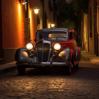 Vintage Car in Street Light