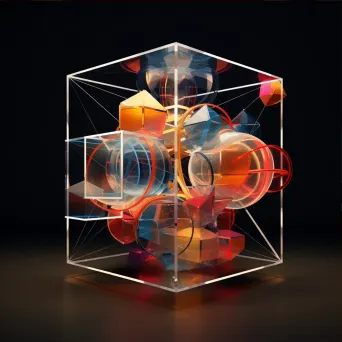 Cubist rendering of a 4D hypercube object unfolded in 3D space - Image 3