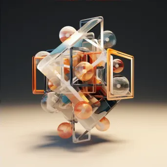 Cubist rendering of a 4D hypercube object unfolded in 3D space - Image 4