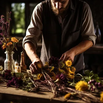 Craftsperson creating natural dyes from hedgerow plants - Image 1