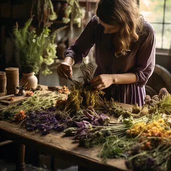 Craftsperson creating natural dyes from hedgerow plants - Image 4