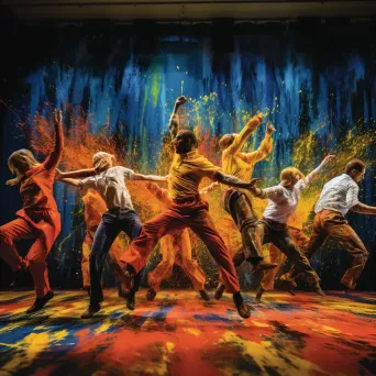 Dynamic colour splashes depicting an energetic dance-off with dancers as vibrant streaks - Image 4