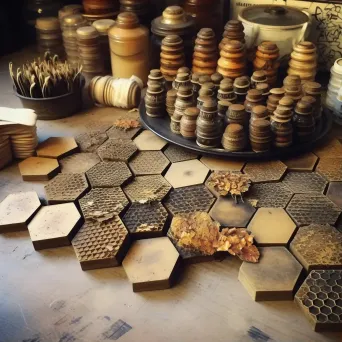 Array of flawless hexagonal honeycombs in a beehive - Image 1