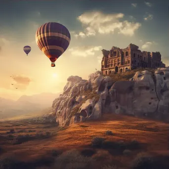 Hot Air Balloon Over Ancient Ruins - Image 3