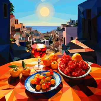 An Italian aperitivo hour in low poly style, reflecting the colors of Pop Art - Image 3