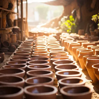 Traditional Workshop with Drying Pottery