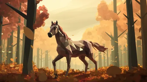 Low poly centaur in an autumn-colored forest - Image 1