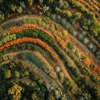 Aerial view of traditional herb garden with colorful plants - Image 1