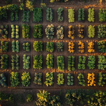 Aerial view of traditional herb garden with colorful plants - Image 2