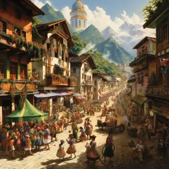 Image of a Brazilian Carnival parade taking place on the streets of a Swiss mountain village - Image 2