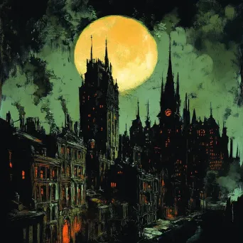 Graphic novel-style Gothic city bathed in full moonlight - Image 3