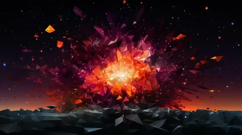 Low poly version of the Big Bang with explosive, abstract expressionist colors and sharp geometries - Image 2