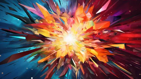 Low poly version of the Big Bang with explosive, abstract expressionist colors and sharp geometries - Image 3