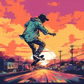 Pastel Pop Art Skateboarding