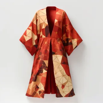 Vibrant low poly Kimono adorned with geometric floral motifs - Image 2