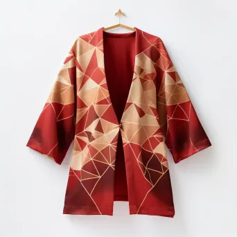 Vibrant low poly Kimono adorned with geometric floral motifs - Image 3