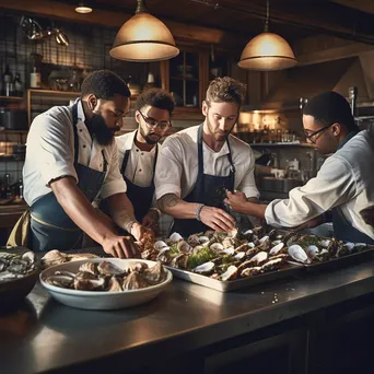 Chefs Preparing Oyster Dishes