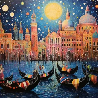 Venetian Carnival in Pointillism