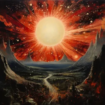 Illustration of cosmic landscape with supernova explosion - Image 3