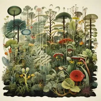 Illustration of rainforest ecosystem with diverse plant and animal species - Image 2