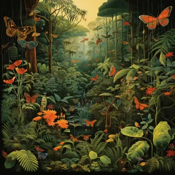 Illustration of rainforest ecosystem with diverse plant and animal species - Image 3