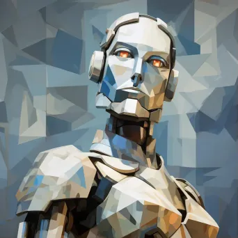 Cubist-styled low poly humanoid robot - Image 1