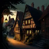 Twilight village with warm lights in AI-generated image - Image 4