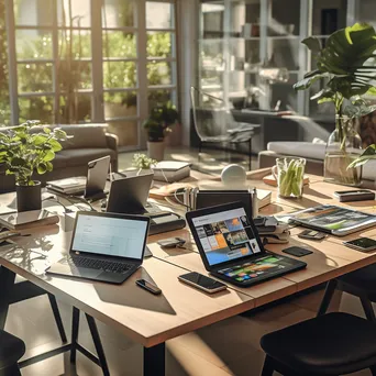 IT professionals in a bright workspace collaborating on cloud software projects. - Image 1