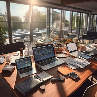 IT professionals in a bright workspace collaborating on cloud software projects. - Image 2