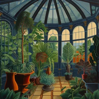 Magical greenhouse with exotic plants offering advice and riddles - Image 2