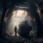 Image of coal miners and machinery in underground mine - Image 2