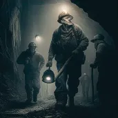 Image of coal miners and machinery in underground mine - Image 3