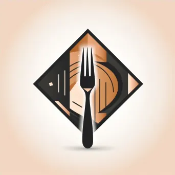 Logo for a gastro pub with a stylized fork and knife icon in black and copper colors on a white hexagonal background - Image 4