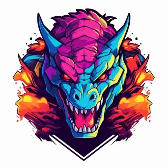 Aggressive dragon in vibrant colors logo for gaming tournament - Image 1