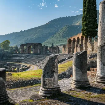 Ancient Roman amphitheater ruins with weathered columns - Image 3