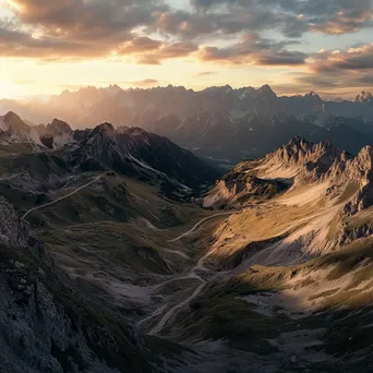 Mountain pass view during golden hour with shadows - Image 3