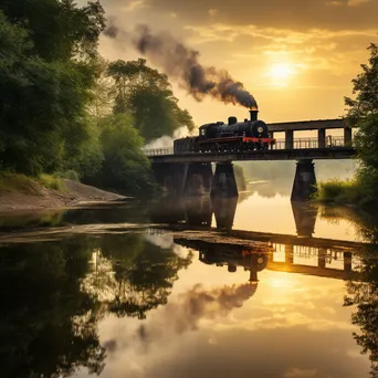 Historic railway bridge with a locomotive crossing - Image 1