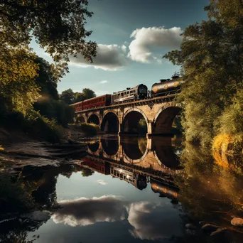 Historic Railway Bridge and Locomotive