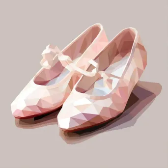 Ballet slippers in soft pinks and whites, portrayed in low poly style - Image 1