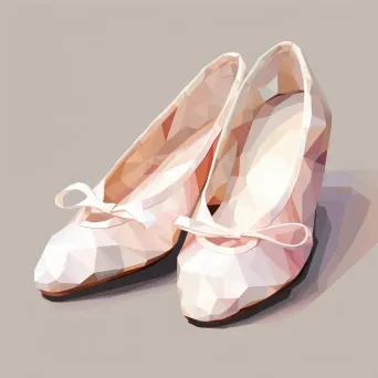 Ballet slippers in soft pinks and whites, portrayed in low poly style - Image 3